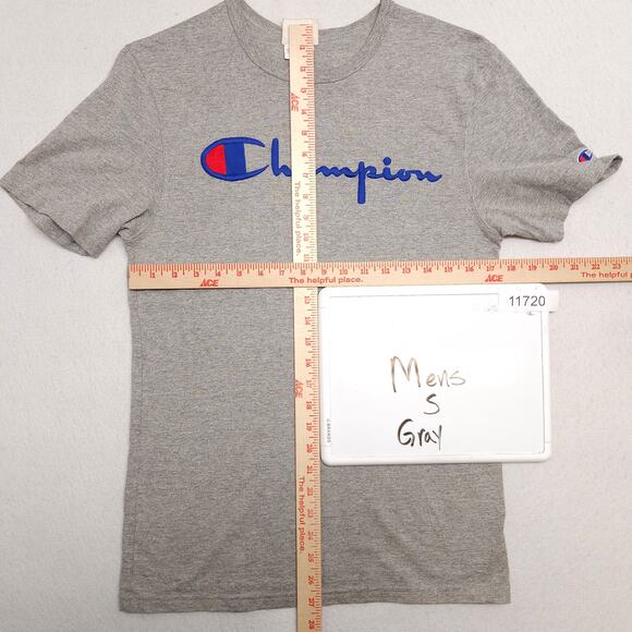 Champion Casual Graphic Short Sleeve Crew Neck T Shirt Mens Size Small S Gray - Picture 5 of 9